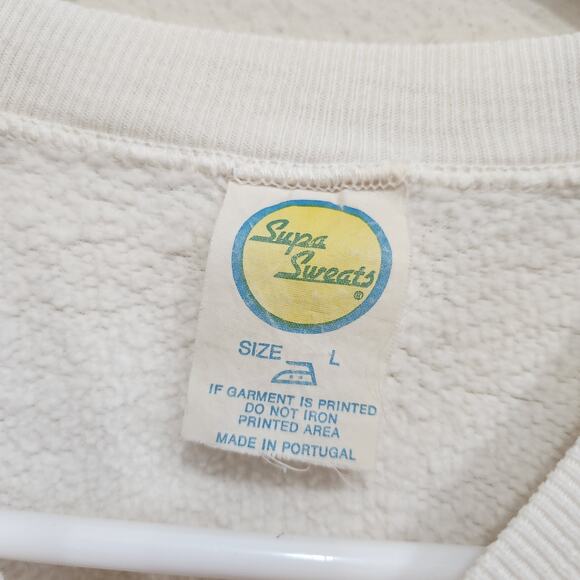 Vintage Supa Sweats Hard Rock Cafe Long Sleeve Sweatshirt White Size Large - Picture 3 of 8